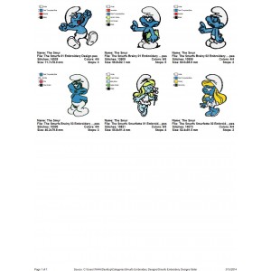 Package 6 Smurfs Embroidery Designs